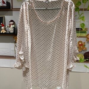 Rose & Olive Polka Dot Blouse with Ruffled Sleeves has a few minor scratches.